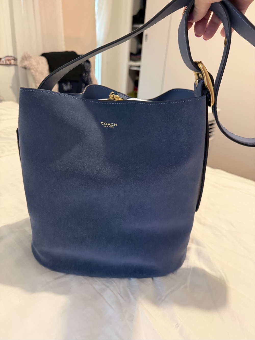 Coach Denim Suede Shoulder Bag - Picture 2 of 6
